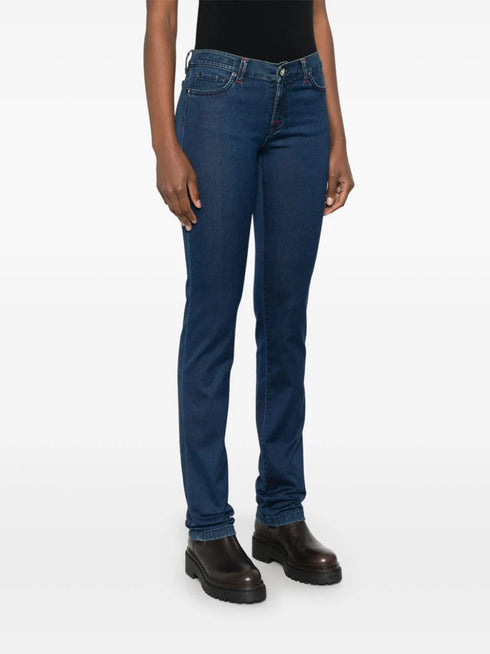 embroidered-logo skinny jeans